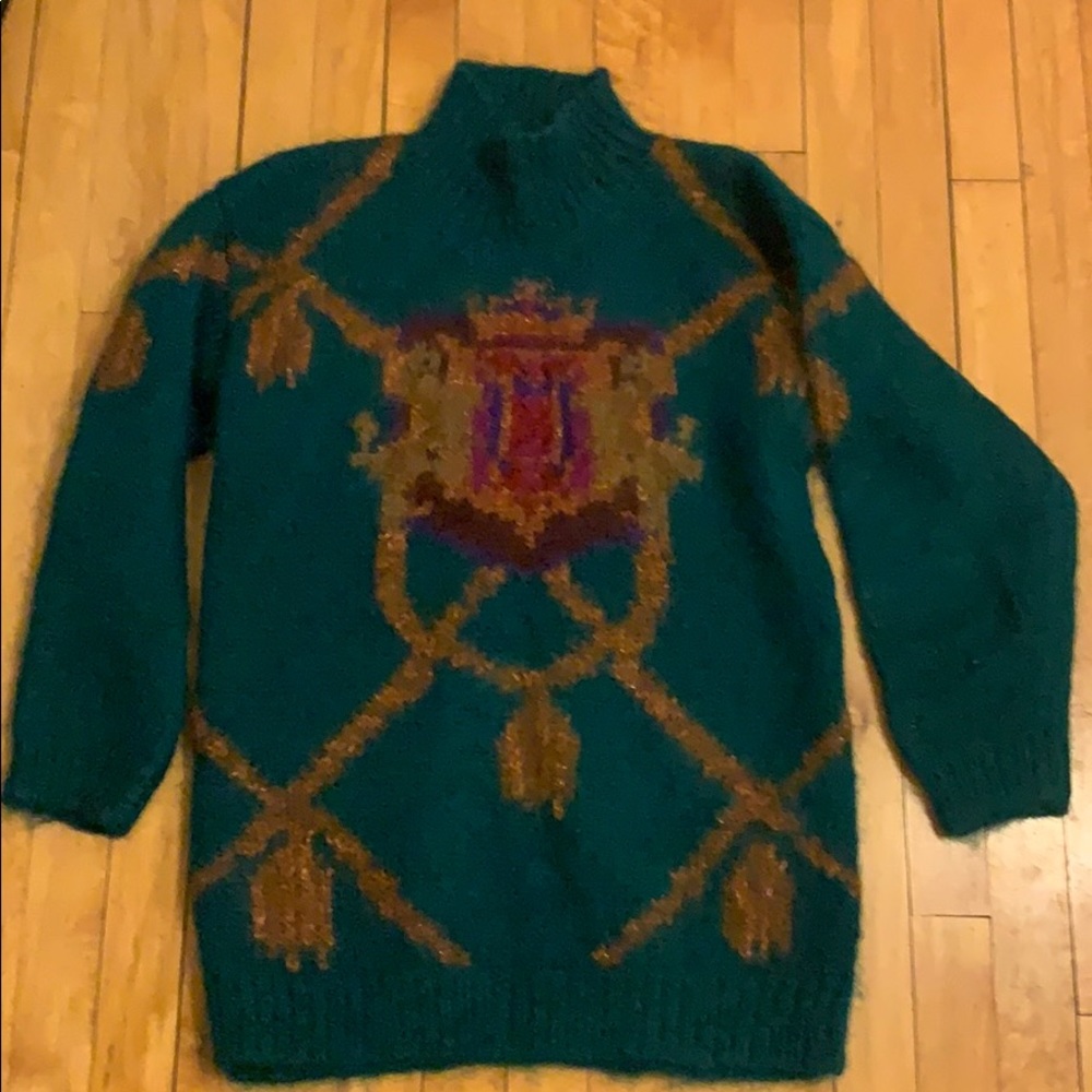 Vintage Mock Neck Glam Mohair Sweater - Sz S/M
